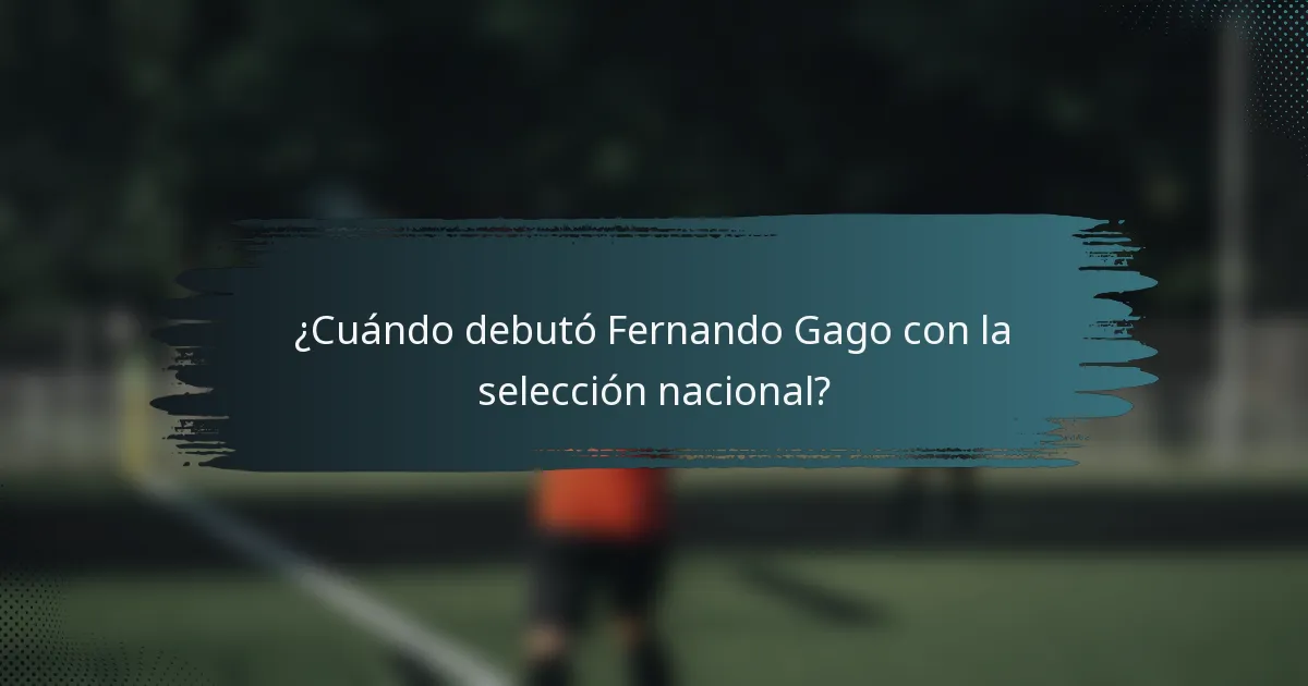 ¿Cuándo debutó Fernando Gago con la selección nacional?