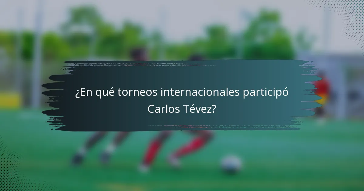 ¿En qué torneos internacionales participó Carlos Tévez?