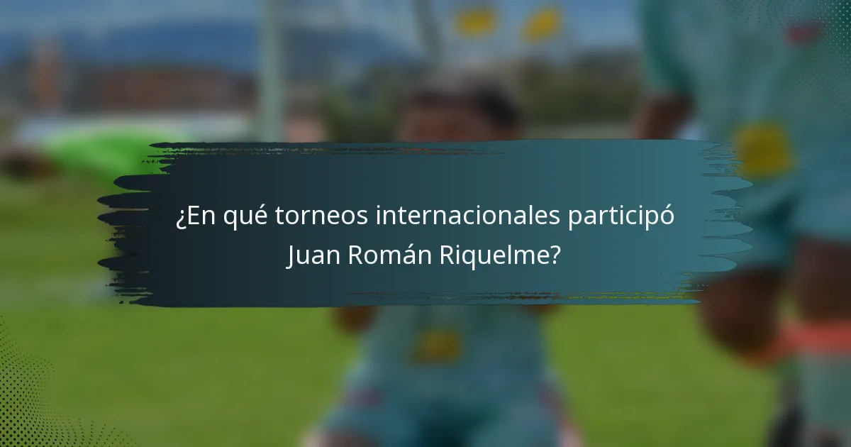 ¿En qué torneos internacionales participó Juan Román Riquelme?