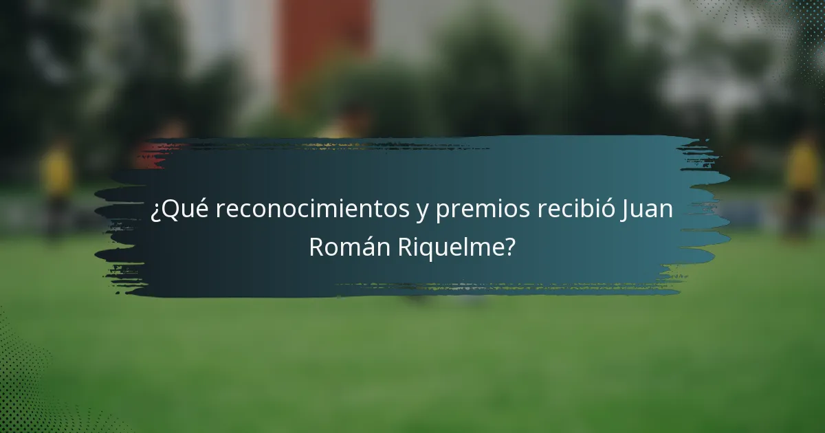 ¿Qué reconocimientos y premios recibió Juan Román Riquelme?